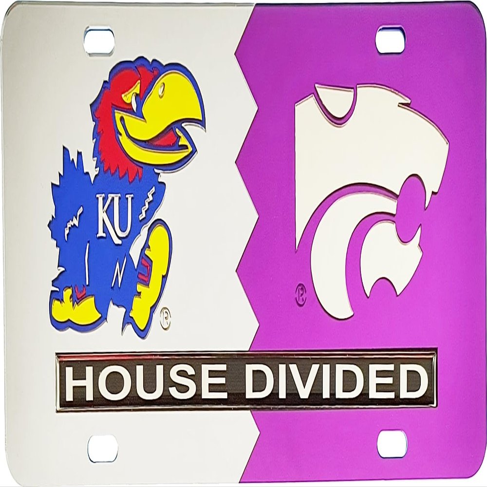Kansas + Kansas State House Divided Split License Plate Tag [Silver/Purple - Car/Truck] - ID#40483