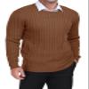 KUYIGO Mens Sweater Crewneck Cable Knit Pullover Sweater Casual Twist Textured Sweaters Coffee XL view 1