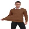 KUYIGO Mens Sweater Crewneck Cable Knit Pullover Sweater Casual Twist Textured Sweaters Coffee XL view 3
