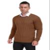 KUYIGO Mens Sweater Crewneck Cable Knit Pullover Sweater Casual Twist Textured Sweaters Coffee XL view 4