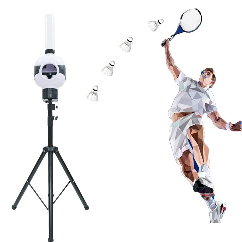JJENXYYDS Portable Badminton Pitching Machine,Automatic Badminton Serve Equipment Practice Device,Shuttlecock Serve Robot Adjustable Angle with Serving Frequency 3-10s / Ball for Practicing