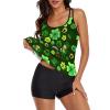 Fashion Tankini Sets, Flowy Bathing Suits for Women Tummy Control Swimsuits Two Piece Swimwear Top with Boyshorts Compatible with St Patricks Day Green Shamrock Clover view 2