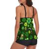 Fashion Tankini Sets, Flowy Bathing Suits for Women Tummy Control Swimsuits Two Piece Swimwear Top with Boyshorts Compatible with St Patricks Day Green Shamrock Clover view 3