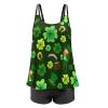 Fashion Tankini Sets, Flowy Bathing Suits for Women Tummy Control Swimsuits Two Piece Swimwear Top with Boyshorts Compatible with St Patricks Day Green Shamrock Clover view 4