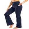 28"/30"/32"/34" Inseam Women's Bootcut Yoga Pants Long Bootleg High-Waisted Flare Pants with Pockets GRK002-navy28-XL
