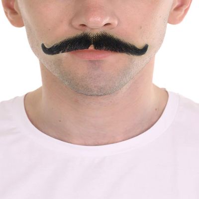 BC GOODS BY Men's Novelty Black Mustache English Comedian Style Facial Hair for Adults, Flame-retardant Synthetic Fiber