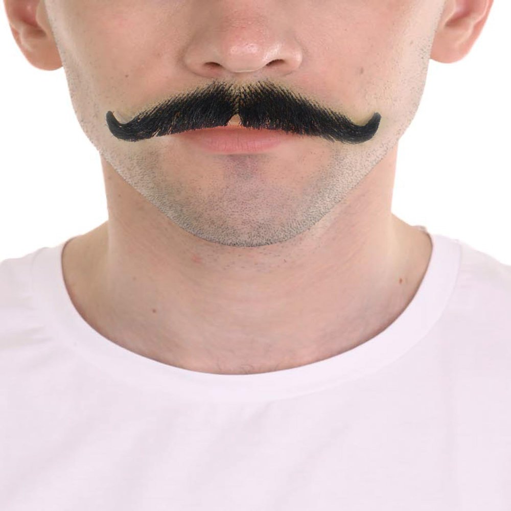 BC GOODS BY Men's Novelty Black Mustache English Comedian Style Facial Hair for Adults, Flame-retardant Synthetic Fiber