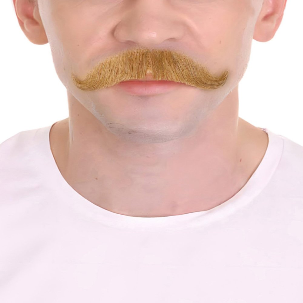 BC GOODS BY Black Human Hair Mustache for Men, Enhance Your Cosplay with Realistic Facial Hair - Soft Blonde