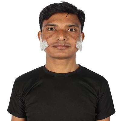 BC GOODS BY Adult Men's Brown Facial Hair Set, Mutton Chops & Sideburns, Flame-retardant Synthetic Fiber - Mixed White
