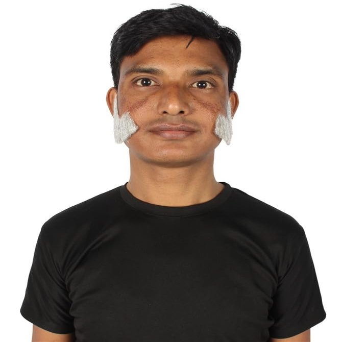 BC GOODS BY Adult Men's Brown Facial Hair Set, Mutton Chops & Sideburns, Flame-retardant Synthetic Fiber - Mixed White