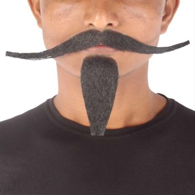 BC GOODS BY Men's Synthetic Long Facial Hair Set  Mustache and Goatee for Cosplay- Black
