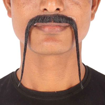 BC GOODS BY Adult Men's Chinese Super Villain Mustache  Realistic Fake Human Hair- Dark Black