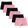SEVENCANDY Girls Cotton Full Coverage Boyshort Panties 6 Pack Big Kids Soft Solid Underwear (9-10Y,3Black3Pink) view 1