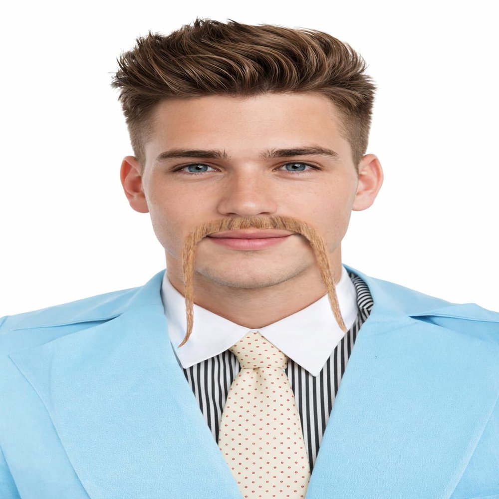 BC GOODS BY Adult Men's Chinese Super Villain Mustache  Realistic Fake Human Hair- Mix Brown