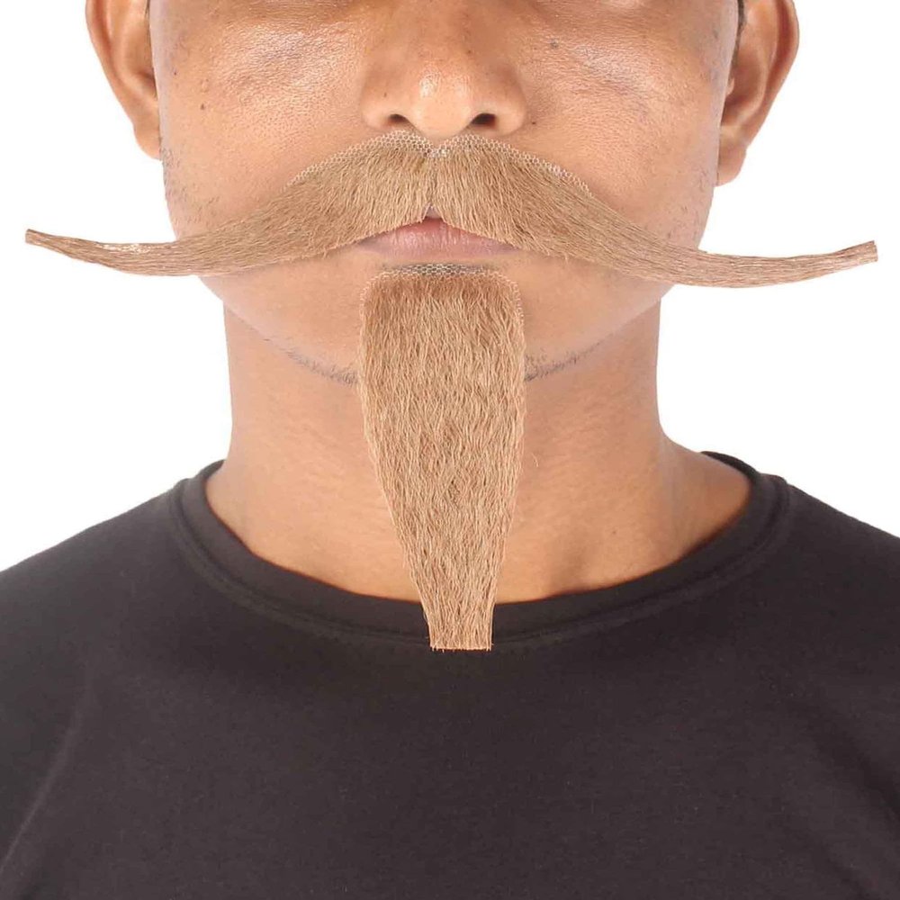 BC GOODS BY Men's Synthetic Long Facial Hair Set  Mustache and Goatee for Cosplay- Mix Brown