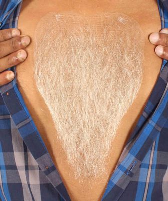BC GOODS BY Cosplay Chest Hair for Men  Premium Human Hair Blend- White