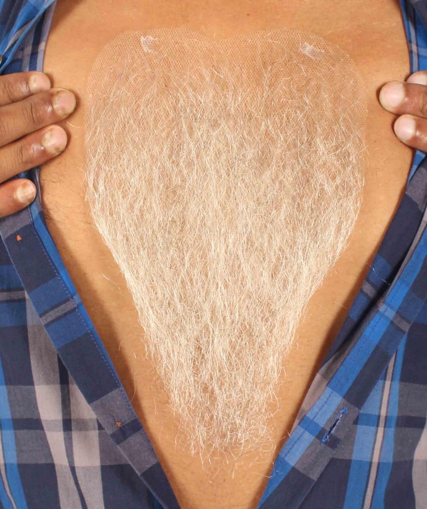 BC GOODS BY Cosplay Chest Hair for Men  Premium Human Hair Blend- White