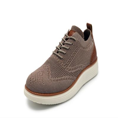 AKADEMIKS Mens Olney Wingtip Knit Oxford, Sleek Breathable Dress Shoes Tan, Size 11