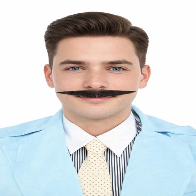 BC GOODS BY Men's Black Facial Hair Moustache Set Ideal for Cosplay Looks, Flame-Retardant Synthetic Fiber