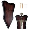 FLURSAILE Sword Plaque Wall Mount Vertical Display Holder Adjustable Stand for Bow Medieval Dagger Axe (1pcs Large Brown) view 1