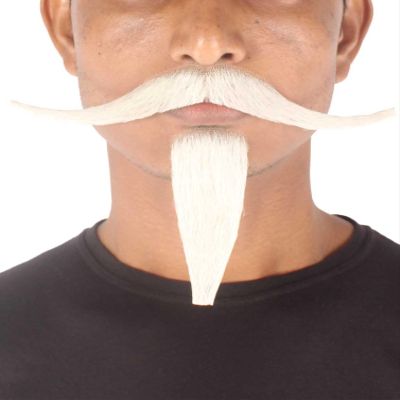 BC GOODS BY Men's Synthetic Long Facial Hair Set  Mustache and Goatee for Cosplay- White