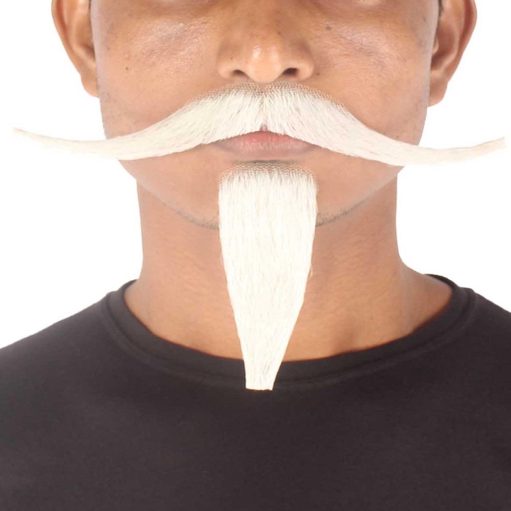 BC GOODS BY Men's Synthetic Long Facial Hair Set  Mustache and Goatee for Cosplay- White