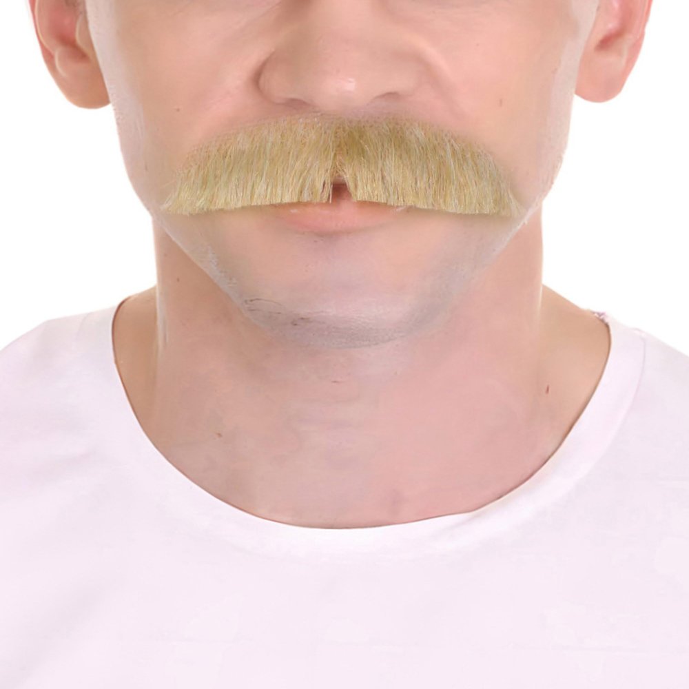 BC GOODS BY Men's Human Hair Mustache, Cosplay Facial Hair Accessory, Flame-Retardant Synthetic Fiber - Blonde