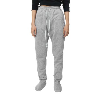 Adult Footed Sweatpants with Sherpa Fleece Lined Feet Soft and Warm Footing Grey X-Large