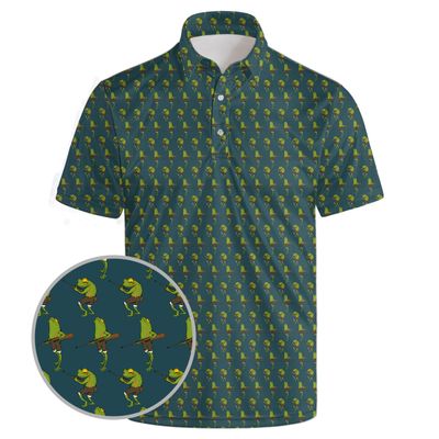 AYUNIX Men's Golf Shirts Frog with Gun Golf Polos for Men Short Sleeve Quick Dry Moisture Wicking Performance Polo Shirts