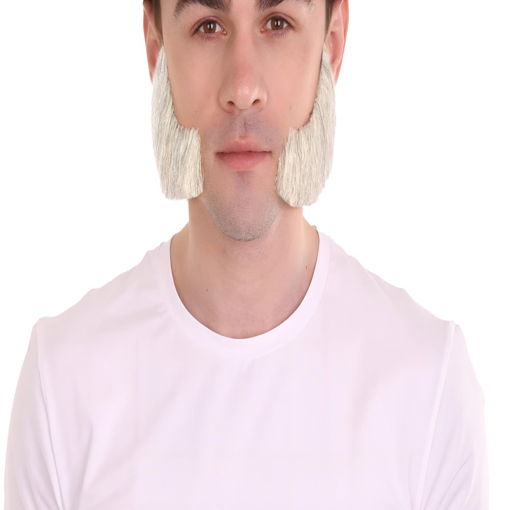 BC GOODS BY Adult Men's Brown Facial Hair Set, Mutton Chops & Sideburns, Flame-retardant Synthetic Fiber - White
