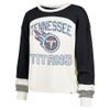47 Women's Cream Tennessee Titans Double Header Curve Raglan Long Sleeve Crop Top view 2