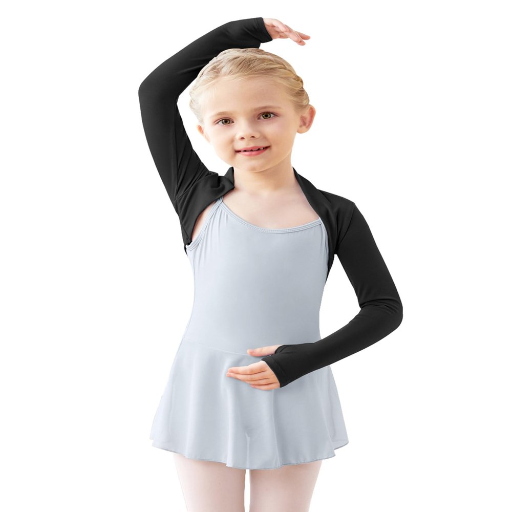 Avrigirl Black Girls Dance Sweater Athletic Open Front Ballet Cover up for Leotards
