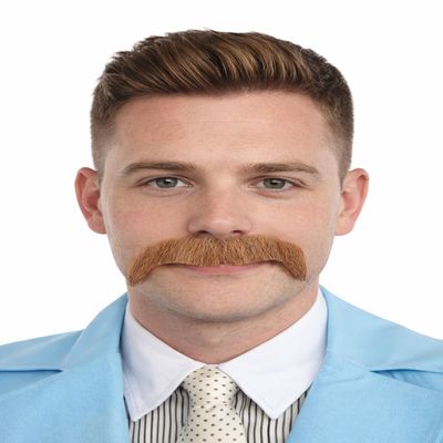 BC GOODS BY Men's Cowboy Realistic Mustache  Thick Self Adhesive Horseshoe Style Human Hair - Facial Hairpiece For Cosplay, Costume Parties, Themed Events & Special Occasions - Golden Blonde