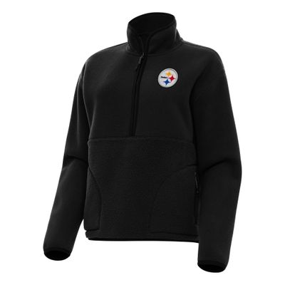Antigua Women's Black Pittsburgh Steelers Figure Half-Zip Sweatshirt