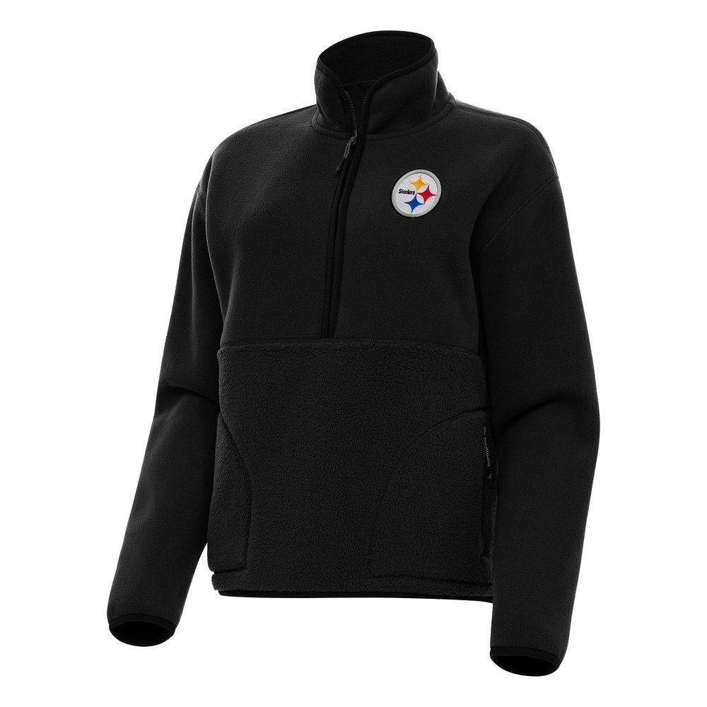 Antigua Women's Black Pittsburgh Steelers Figure Half-Zip Sweatshirt