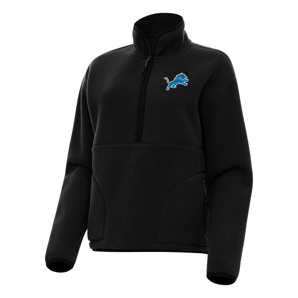 Antigua Women's Black Detroit Lions Figure Half-Zip Sweatshirt