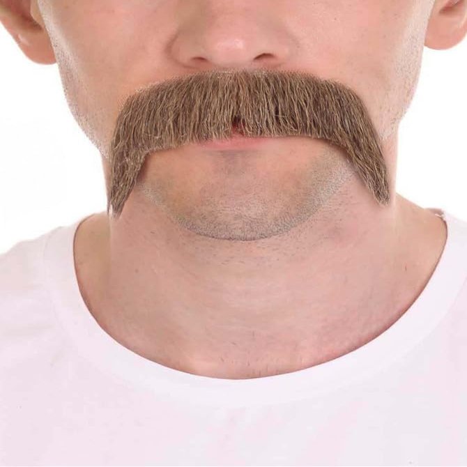 BC GOODS BY Men's Cosplay Facial Accessory Real Human Hair Mustache, Mix Brown