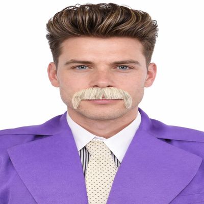 BC GOODS BY Men's Cosplay Facial Accessory Real Human Hair Mustache, Light White