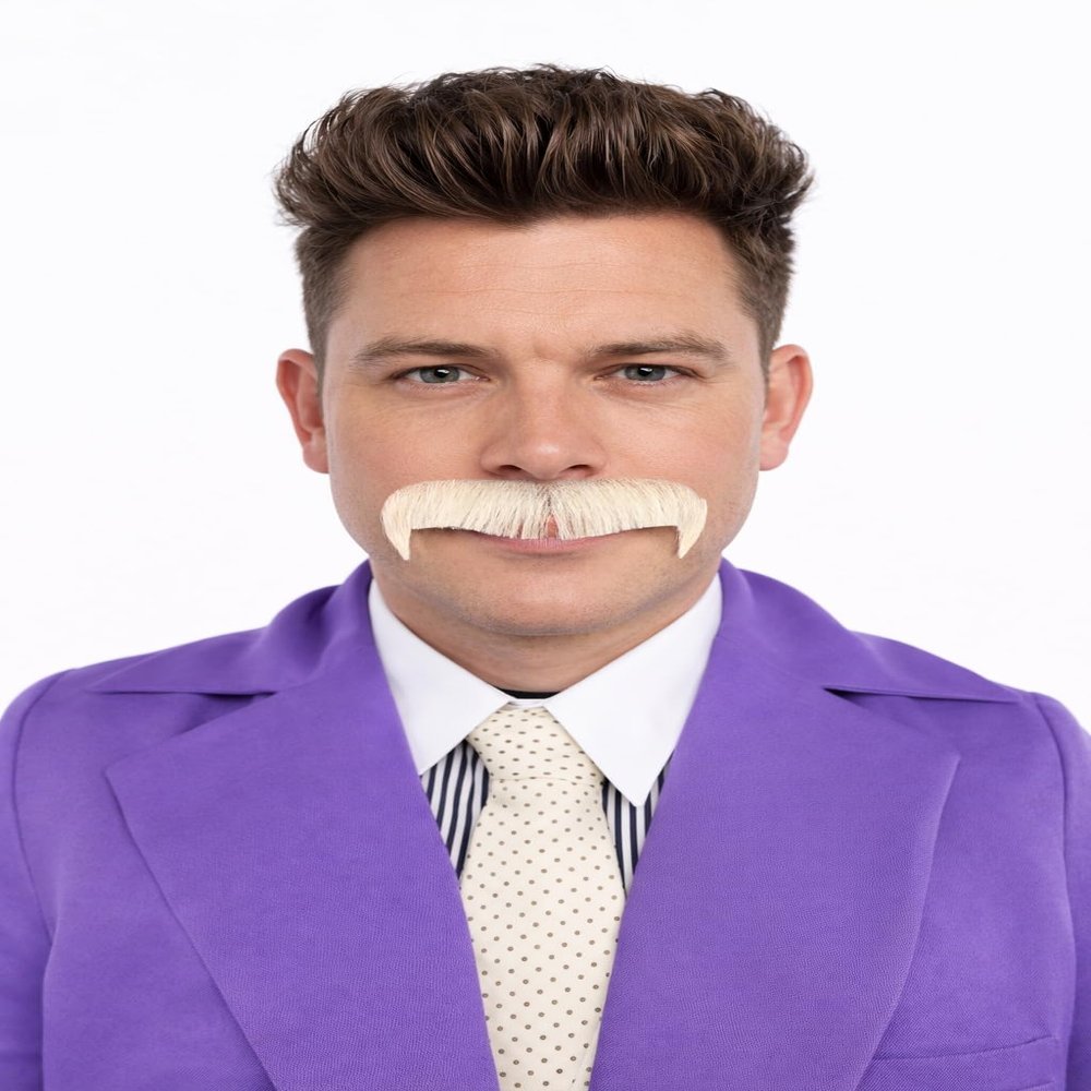 BC GOODS BY Horseshoe Mustache for Men, White