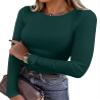 ANRABESS Women Long Sleeve Shirts Rib Knit Slim Fit Tops Basic Tee 2025 Fall Outfits Casual T-Shirt Underscrubs Layer Clothes Forest Green X-Small view 1