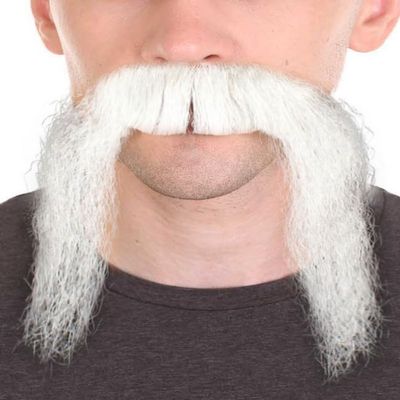 BC GOODS BY Timeless Men's Fu Manchu Mustache Styles White Synthetic Facial White Hair, Flame-Retardant Synthetic Fiber