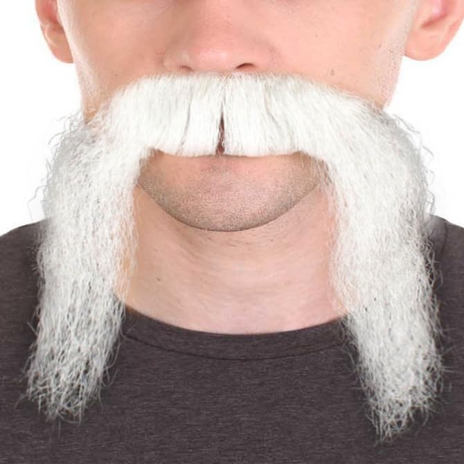 BC GOODS BY Timeless Men's Fu Manchu Mustache Styles White Synthetic Facial White Hair, Flame-Retardant Synthetic Fiber