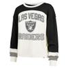 47 Women's Cream Las Vegas Raiders Double Header Curve Raglan Long Sleeve Crop Top view 2