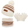 Kids Toddlers Winter Beanie Hats Gloves Neck Warmer Scarf Set Gifts for Girls Boys (Neck Warmer & Apricot) view 1