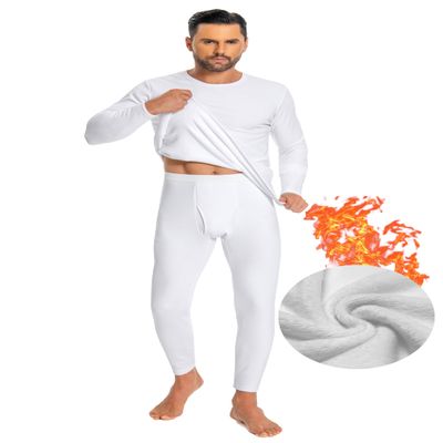 Cyathea Mens Thermal Underwear Set Ultra Thick for Cold Weather Fleece Lined Long Johns Winter Base Layer Top and Bottom Heavyweight Fleece White XXL