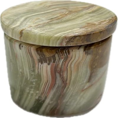 4 Pack Small Green Onyx Trinket Box/Jewelry Box, Banded Onyx Mini Container, Handmade Crystal Jar