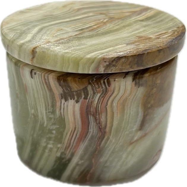 4 Pack Small Green Onyx Trinket Box/Jewelry Box, Banded Onyx Mini Container, Handmade Crystal Jar