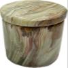 4 Pack Small Green Onyx Trinket Box/Jewelry Box, Banded Onyx Mini Container, Handmade Crystal Jar view 1
