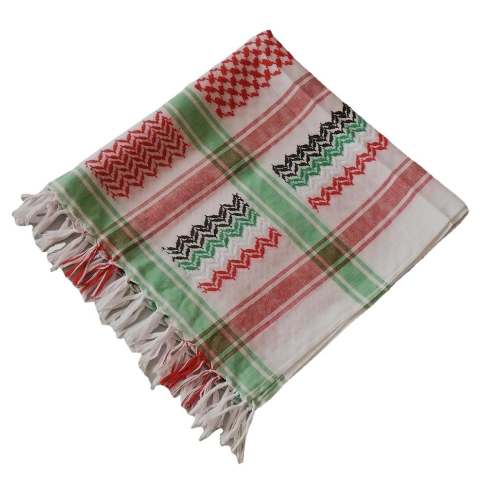 Palestine Scarf 49x49 inch Polyester Palestinian Scarf with Jacquard and Tassel Colorful Arab Scarf Ethnic Printed Palestine Keffiyeh for Palestine Daily Wearing Decor/121