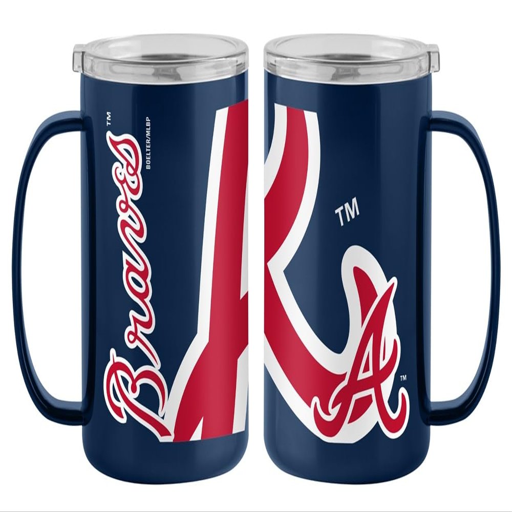 Boelter Brands MLB Hype Double Wall Vacuum Insulated 15oz Stainless Steel Mug (Atlanta Braves)
